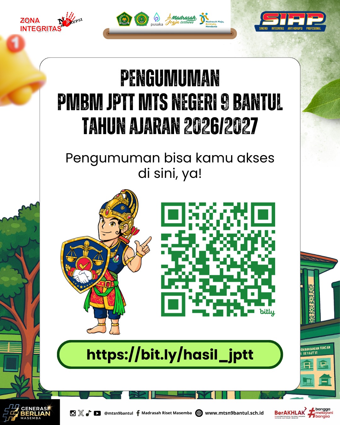 Hasil Seleksi PMBM JPTT MTs Negeri 9 Bantul Tahun Ajaran 2026/2027